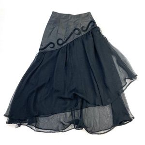 Eighties Vintage Genuine Leather and Chiffon Skirt